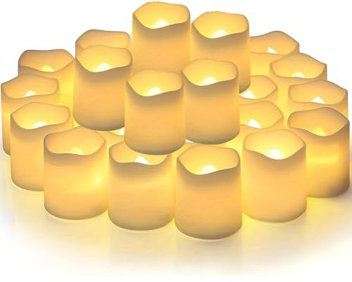 AONAT 24 Pezzi Candele LED Senza Fiamma,Candele Votive Fluttuanti,Luce Calda, Funzionamento a Batteria,Decorazioni per Matrimonio,Natale,Halloween,Feste e Casa