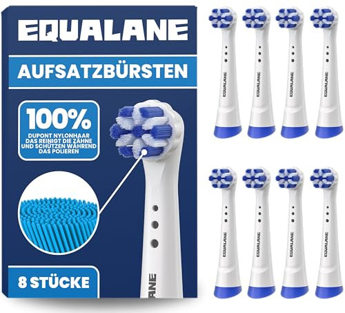 EQUALANE - Aufsteckbürsten kompatibel mit Oral-B iO Zahnbürsten - Weiß - 8 Stück