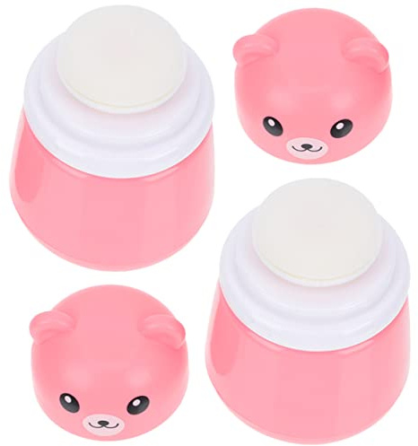 2 Stück Babypuderbox Bär, Rosa Kunststoff mit Puff für Reise | ABS und PP, Große Kapazität, Hautfreundlich, für Puder und Babypflege Unterwegs