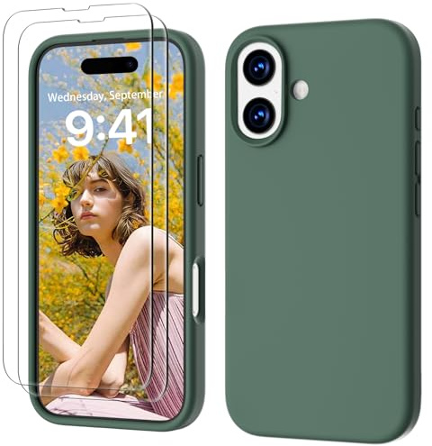 GOODVISH 3 en 1 Funda para Silicona iPhone 17 6.3,Verde Pino