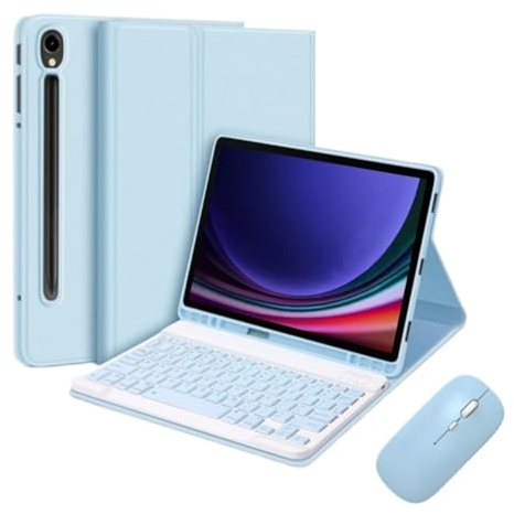 Custodia con tastiera per Samsung Galaxy Tab A7 10,4 2020 SM-T500/ T505/ T507 con mouse, cover sottile per tablet con tastiera Bluetooth, tastiera staccabile con supporto per S Pen