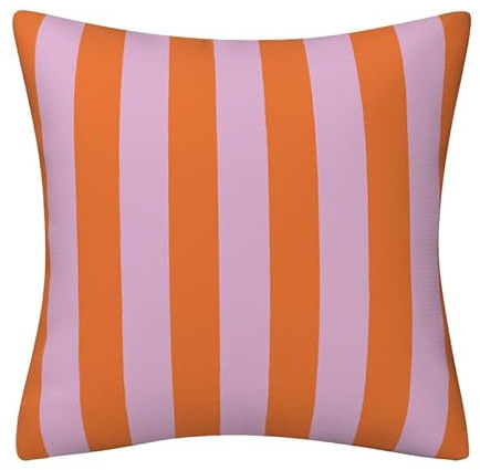 HFHungkeong Streifenförmige Kissenbezug, Digitale doppelseitige gedruckte Heimdekoration Indoor Sofa Kissenbezug(Pink Orange)