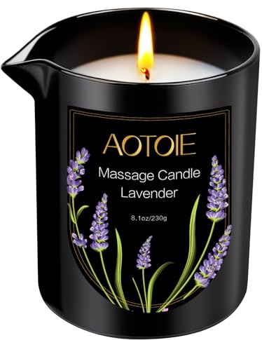 AOTOIE Massage Oil Candle,8.1 oz Low Temp Body Oil Candles for Massage Therapy, Moisturising Stress Relief Soybean Wax Massage Candles for Home SPA (Lavender)