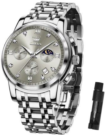 OLEVS Luxus Uhren Herren Chronograph Analog Quarzuhr Edelstahl Wasserdicht
