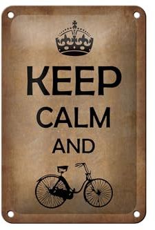 Femer Blechschild Spruch 12x18 cm Keep calm and Bike Fahrrad Deko Schild