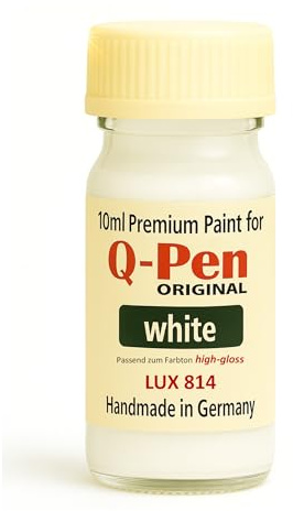Q-Pen Original LUX 814 Weiss Hochglanz - Farbanmutung LACKSTIFT – Premium Möbelretusche – 10 ML – Handmade in Germany