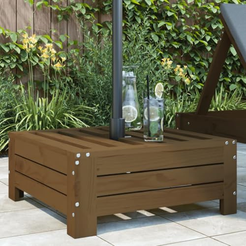Frdhee Support de parapluie, pied de parasol de terrasse, revêtement pour pied de parasol, bois de pin miel, pour parasols déportés et meubles de jardin