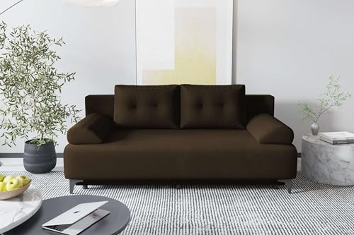 99rooms Fiora Couch Schlafsofa Sofa Velours Kronos Schokolade