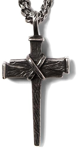 Cosblisvia Incrocio Collana Croce con Ciondolo Triplo chiodo in Metallo Argento Vintage per Uomini Donne Giovani per Preghiera Vita Quotidiana Chiesa Viaggio Regalo