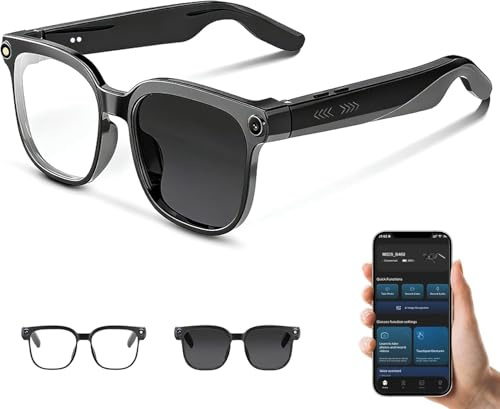Vutlace Smart Glasses with 4K HD Camera & Bluetooth, 1000W Anti-Shake Camera Glasses BT Call with Video Recording Dual Mic, Simultaneous Interpretation for Vlogging, Travel & Meetings