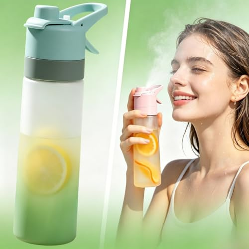 Générique Gourde brumisateur isotherme, Bouteille nébulisée pour le sport et l'utilisation récréative, Bouteille d'eau nébulisée, Bouteilles multifonction avec un spray rafraîchissant (1PC Vert)