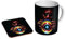 Keramik-Kaffeetasse mit Untersetzer, Motiv Troll, 90er Jahre