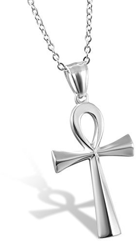 OIDEA Unisex Halskette mit Ankh Kreuz: Silber Ägyptisches Kreuz Anhänger mit Kette Edelstahl Christlich Ägypten Spirituelle Verbindung Kreuzkette Schmuck Geschenk für Herren Damen