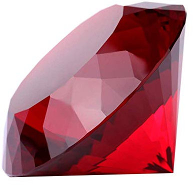 Rot kristall Glas Diamant Geformt Dekoration, Big Ruby 80 mm Juwel Briefbeschwerer