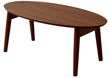 EMOOR Table Basse Pliante en Bois Ovale (L90xP43xH34cm) Noyer, Table à Thé Assise au Sol Petit Espace Japonais Minimaliste Petit Espace Tatami Chambre Salon