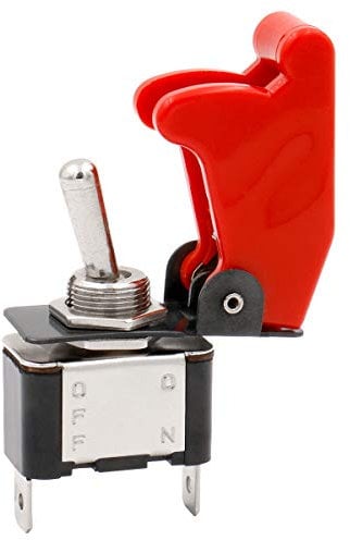 Heschen Interruttore a levetta in metallo a scatto, 12V 20A, SPST, ON/OFF 2 posizioni, 2 pin, con tappo impermeabile rosso