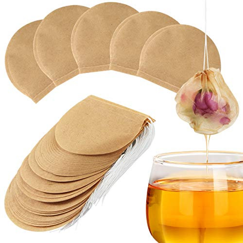 300PCS Tea Filter Bags, Disposable Tea Filter Bags Natural Unbleached Paper Tea Infuser Drawstring Empty Tea Bags for Loose Tea and Coffee