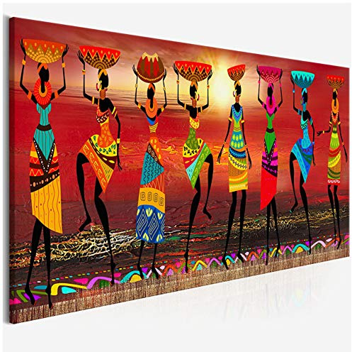 Stammeskunst Gemälde Afrikanische Frauen Tanzen Ölgemälde Bild für Wohnzimmer Leinwand Home Decor-60x120 cm Kein Rahmen