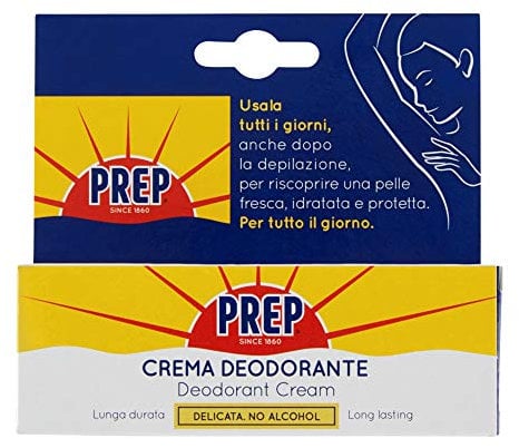 Prep, Crema Deodorante, Antitraspirante, Protezione 48h, per Pelli Sensibili, Senza Alcol, Coloranti e Conservanti