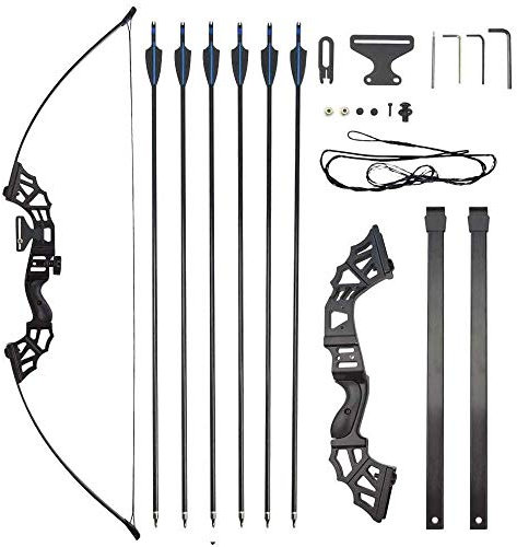 AMEYXGS Bogenschießen 58 Takedown Straight Bogen 30lbs 40lbs 50lbs Recurve Bogen Set mit Spine 500 Fiberglas Pfeile (Einschließen Pfeil, 30lbs)