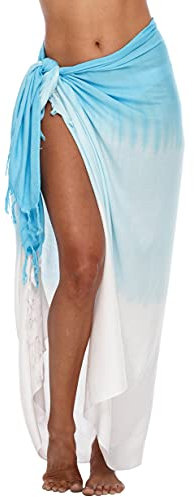 SHU-SHI - Damen Sarong/Pareo für den Strand - zum Tragen über Badeanzügen - mit Farbverlauf - Türkis