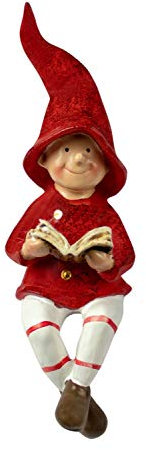 Manufaktur Lichtbogen Dekofiguren Wichtel rot Kantenhocker mit Buch