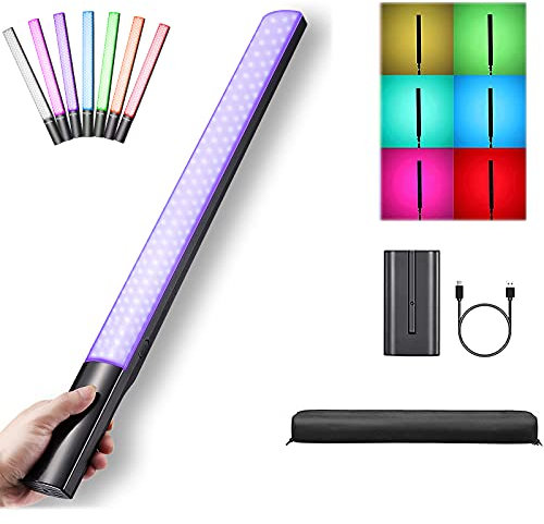 Soonpho P20 LED Video Lichtleiste, 2500-8500K Handlich LED Licht Foto RGB Light, 12 Beleuchtungsmodus, RGB Lichtstab Fotografie mit F750 Akku, CRI≥97