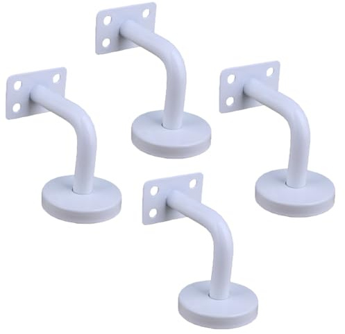 Set of 4 Stair Handrail Brackets Stainless Steel Handrail Holder Wall Mounted Heavy Duty Bannister Stair Hand Rail Brackets with Base Cover