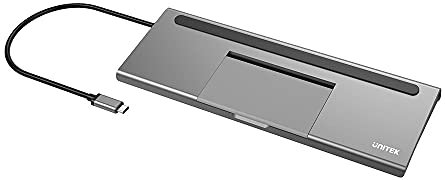 UNITEK Hub USB-C 11in1 con audio da 3,5 mm, lettore di schede SD e microSD, FullHD VGA, RJ45 Gigabit Ethernet, 2* USB-A 3.1, USB-A 2.0, 4K DisplayPort, 4K HDMI, ingresso USB-C PD