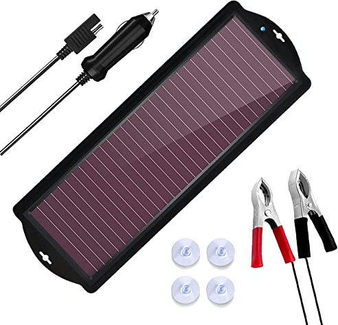 2.5W 12V Solar Car Battery Charger Maintainer, Portable Solar Panel Trickle Charging Kit for Automotive, Motorcycle, Boat, ATV,Marine, RV, Trailer, Powersports, Snowmobile, etc