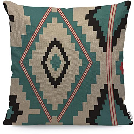 Wondertify Kissenbezug im Azteken-Stil, Navajo-Stil, ethnisch, afrikanische amerikanische Kissenbezüge für Männer und Frauen, Kissenbezug, Wohnzimmer, Bauernhaus, bunt, 45 x 45 cm