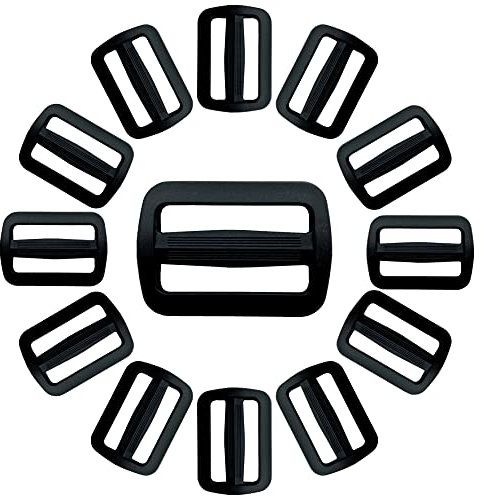 IPEA Fibbie Passanti in Plastica a Doppia Entrata per Zaini e Borse – 20 Pezzi – Passante Regolatore Nero della Cinghia per Cinture, Borsoni, Caschi, Accessori – Misure 40 mm