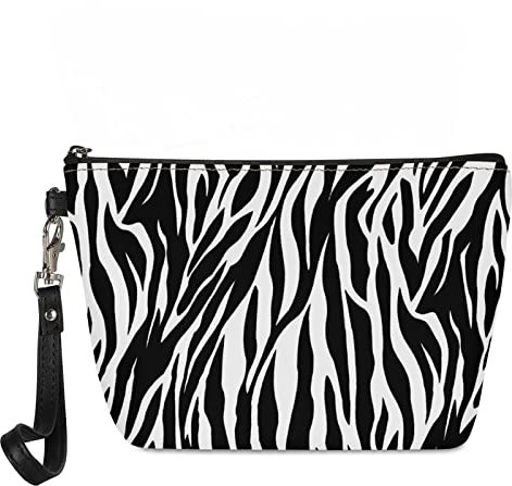 Kuiaobaty Trousse de toilette en cuir pour femme - Trousse de toilette de voyage pour femme, Rayures zébrées
