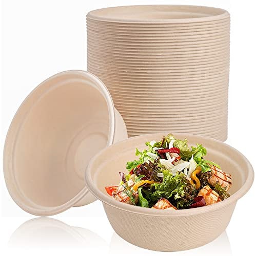 Elsjoy 160 Pack 350ml Compostable Paper Bowls, 12oz Disposable Dessert Bowls Sugarcane Soup Bowls, 5 Inch Biodegradable Bagasse Bowls for Cereal, Salad, Dessert, Restaurant, Microwave Safe