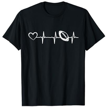 American Football Heartbeat EKG Football Heartline Football T-Shirt