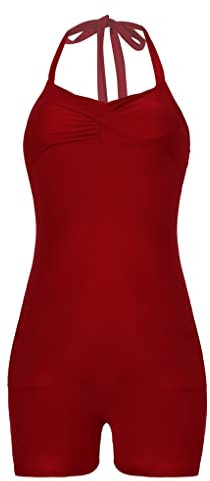Mufeng Maillot de Bain Grossesse Maternité Femme 1 Piece sans Manche Plis Rassempler Combinaison Halter Natation Bain Piscine Ete Femme Enceinte S-2XL Bourgogne S