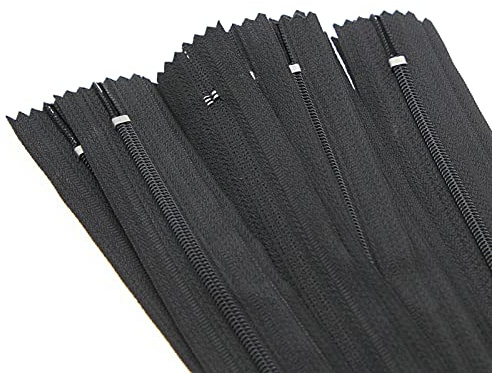 Nylon Reißverschlüsse, Nicht Teilbar Reißverschlüsse, 55cm lang, 2.6cm breit für Nähen Tasche Kissenbezügen Kleidung (20 Stück, Schwarz) YIGUANXIN