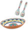Purely Home Rio Medallion Melamine/Plastic Outdoor/BBQ/Picnic - Oval Bowl & Salad Servers Set
