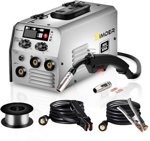 SSIMDER MIG Welder 240V Gasless MIG MMA 2 in 1 Welding Machine Flux Core Welder 220V 140Amp IGBT Inverter Welder MIG No Gas for Home DIY, Auto Repair, Metal Crafting,Best for Beginner
