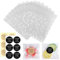 100 Stück Selbstklebende Süssigkeiten Tüte, 10 x 10 cm Kekstüten Transparent Weiße Tupfen, Geschenktüten Transparent mit 100 Dankeschön-tags für Halloween Weihnachtsfeier Süßigkeiten Schokoladen
