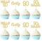 Gyufise 24Pcs 90th Birthday Cupcake Toppers Gold Glitter Hello 90 Cake Topper Ninety 90 & Fabulous Cupcake Picks 90th Birthday Cake Decorations Supplies