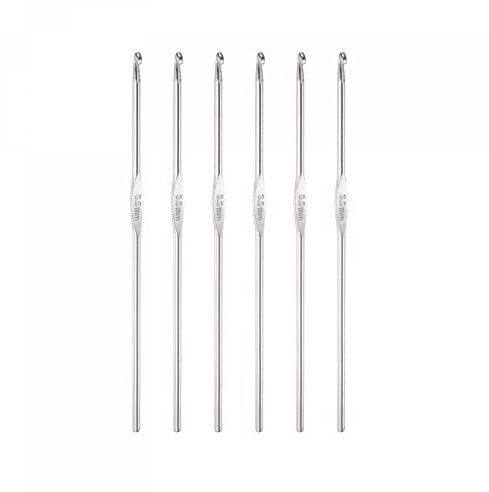 sourcing map 6 Stück Häkelnadel Edelstahl Häkelnadel Set Häkelnadeln Set Tunesische Häkelnadel 3mm Edelstahl Stricknadeln Lange Häkelnadel Häkelnadeln für Anfänger DIY Bastelgarn