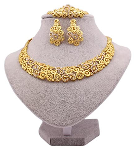 BEDT Nigeria Dubai Schmucksets Für Frauen Party Gold Farbe Halskette Ohrringe Armband Ring Indische Afrikanische Hochzeitsgeschenke Set
