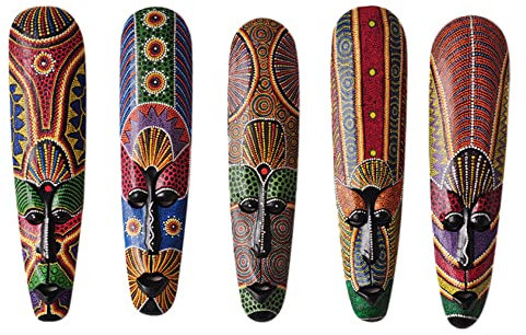 Puooifrty Holzmaske Wand Massivholz Schnitzen Bemalte Wand Dekor Bar Home Dekorationen Afrikanische Maske A