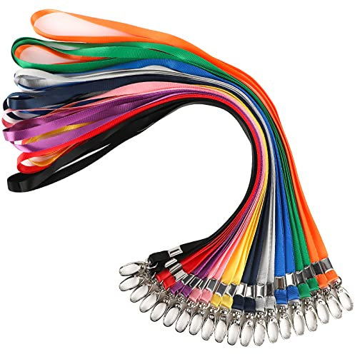Segus Schlüsselband Set Bunt aus Nylonimitat 20 Stück, Zehn Farben Umhängeband mit Verschluss, Schlüssel, Halsriemen Lanyard Geeignet für Männer Frauen, Schule, Bürozubehör, Farbiges Nackenband