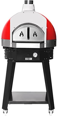 GGM Gastro | HPOUE7R | Holz Pizzaofen - Rot - inkl. Untergestell