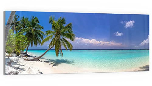 DEQORI Glasbild Echtglas | Motiv Paradiesischer Strand | horizontal einteilig 125x50 cm | schöne Dekoration | Wandbild für Wohnzimmer, Schlafzimmer, Flur & Küche | moderne Wanddeko