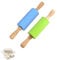 2 rodillos de silicona para hornear, rodillo antiadherente, utensilios de cocina para niños, 23 cm, azul, verde