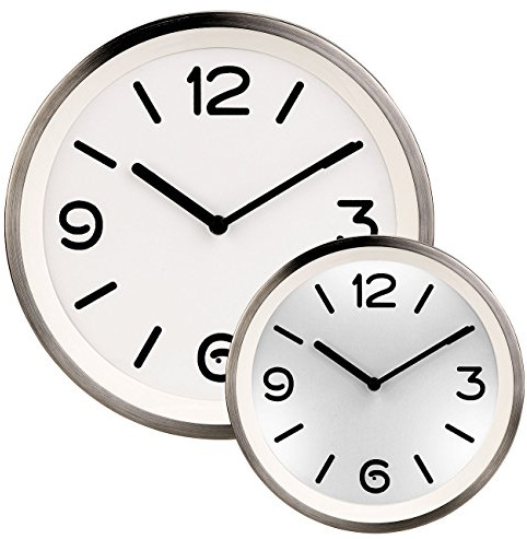 St. Leonhard Quarzwanduhr: Edelstahl-Quarz-Wanduhr mit Zifferblatt-Beleuchtung, Versandrückläufer (Wanduhr Licht, mit Automatiklicht, Anzeige)