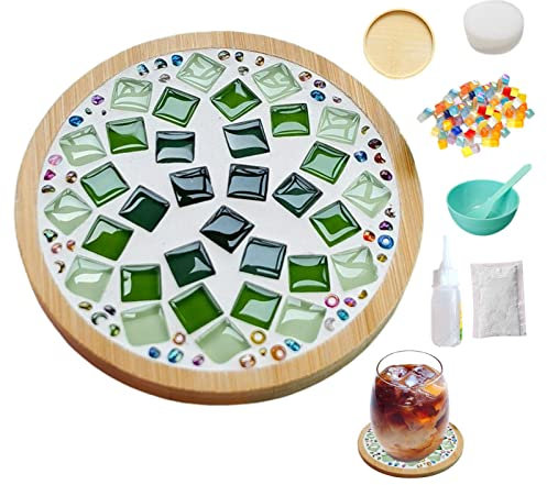 cypreason Mosaik-Kit | Mosaikfliesen Glas,Bunte Mosaik-Glasstücke mit Untersetzer Mosaikzubehör für -Untersetzer-Kit-Geschenke, handgefertigte Heimdekoration